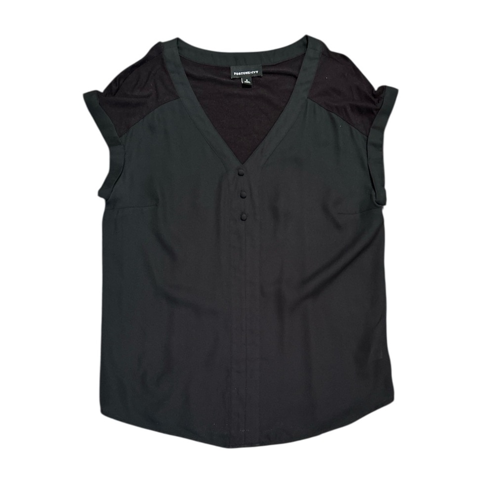 Fortune & Ivy mixed media black top
